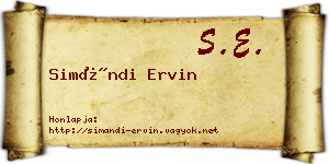 Simándi Ervin névjegykártya